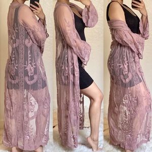 NWT Honey Punch Lace Duster Cardi Cover Up
